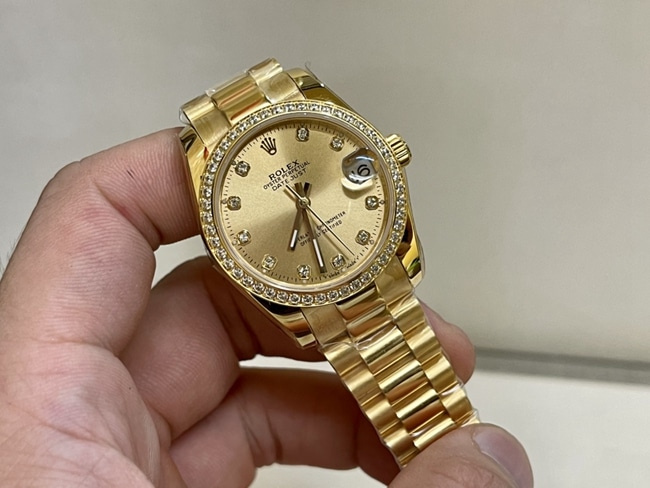 Top-tier watch Rolex women's gold steel bracelet South African real diamond Datejust 31mm watch front view