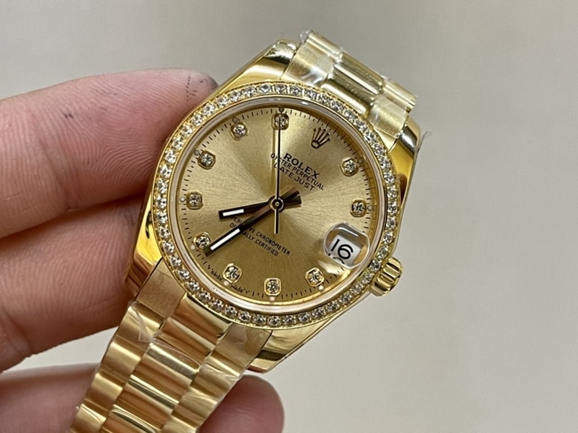 Top-tier watch Rolex women's gold steel bracelet South African real diamond Datejust 31mm watch front view