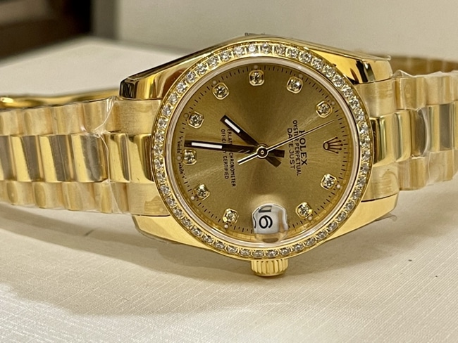 Top-tier watch Rolex women's gold steel bracelet South African real diamond Datejust 31mm watch front view