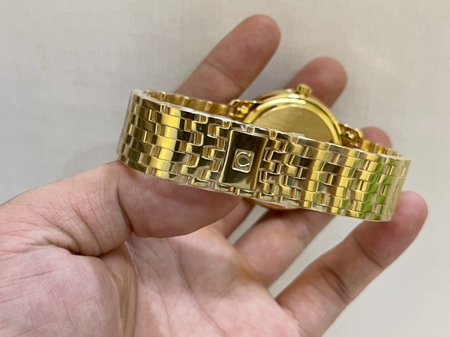 top-tier watch Omega men's gold plate gold steel bracelet Die Fei series 41mm natural real diamond mechanical watch clasp picture