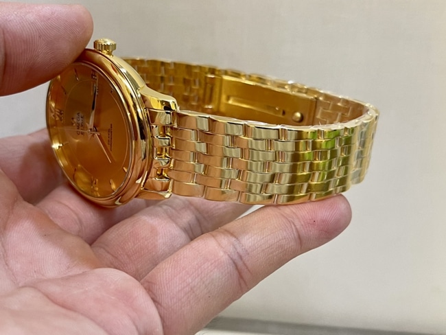 top-tier watch Omega men's gold plate gold steel bracelet Die Fei series 41mm natural real diamond mechanical watch clasp picture