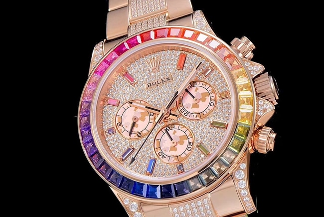JH factory top-tier watch Rolexwhite dial gold band Oyster Perpetual Cosmograph Daytona watch front view