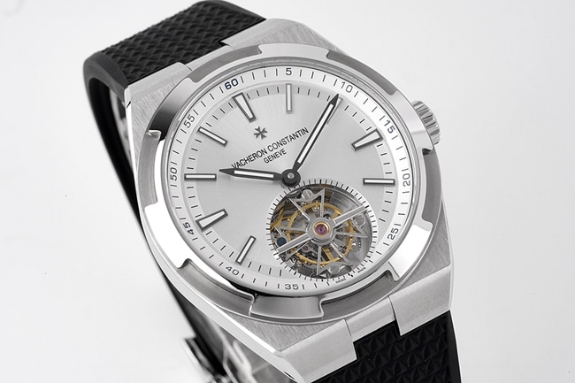 8F factory top-tier watch Vacheron Constantin men's white dialrubber strap tourbillon mechanical watch front view