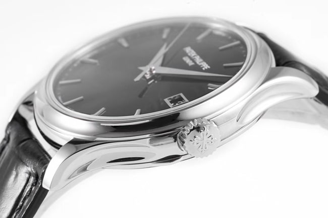 ZF Factorytop-tier watch Patek Philippe men's black dial black belt classic series V3 version mechanical leather strap watch side view