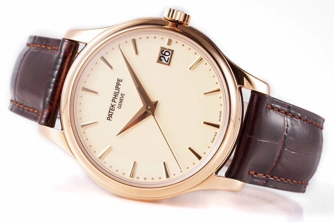 ZF Factorytop-tier watch Patek Philippe men's gold plate brown belt classic series automatic movementleather strap watch front view