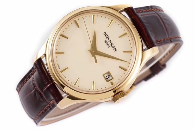 ZF Factorytop-tier watch Patek Philippe there white dial brown belt classic series leather strap mechanical watch front view