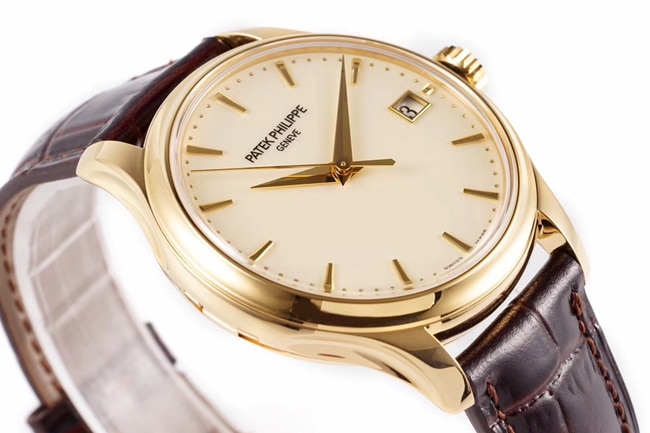 ZF Factorytop-tier watch Patek Philippe there white dial brown belt classic series leather strap mechanical watch front view