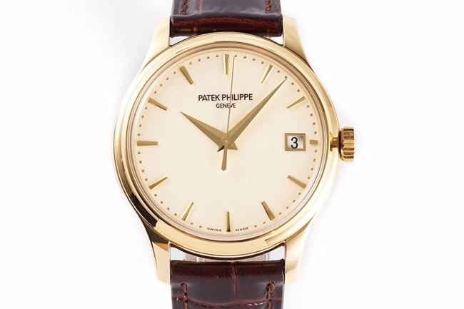 ZF Factorytop-tier watch Patek Philippe there white dial brown belt classic series leather strap mechanical watch front view