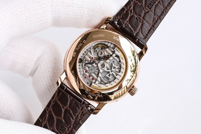 top-tier watch Vacheron Constantin men's white dial heritage series perpetual calendar multifunctional mechanical leather strap watch movement picture