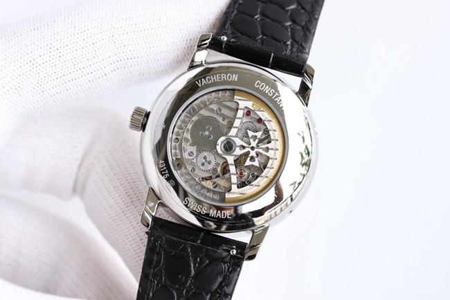 top-tier watch Vacheron Constantin men's white dial black belt perpetual calendar multi-function heritage series mechanical watch movement picture