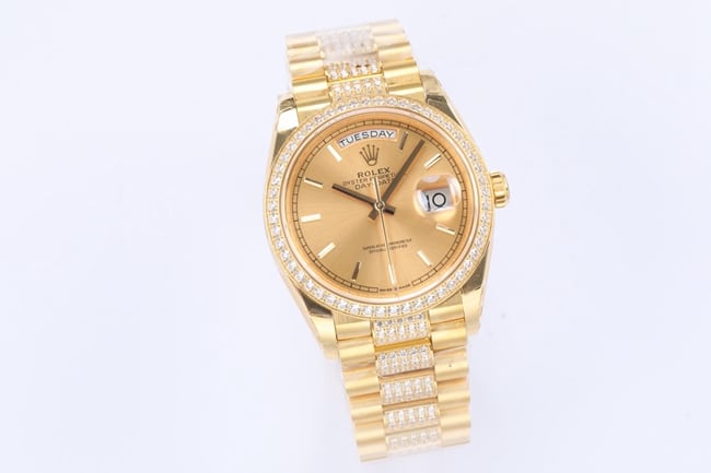 EW Factorytop-tier watch Rolex men's gold plate gold steel braceletday displayDatejustautomatic movement watch front view