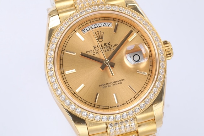 EW Factorytop-tier watch Rolex men's gold plate gold steel braceletday displayDatejustautomatic movement watch front view