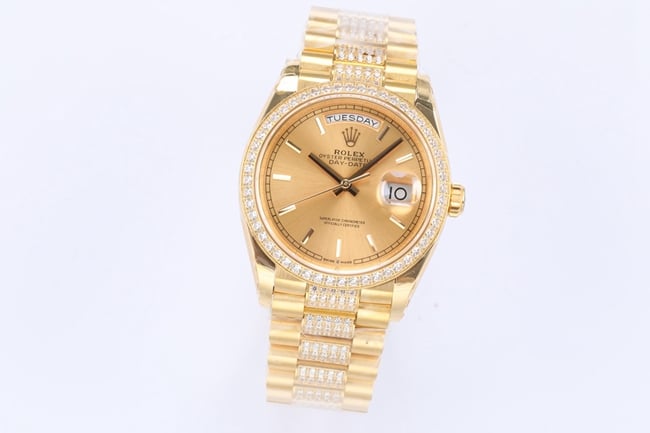 EW Factorytop-tier watch Rolex men's gold plate gold steel braceletday displayDatejustautomatic movement watch front view