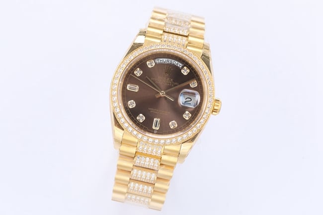 EW Factorytop-tier watch Rolex men's gold plate day displayDatejustautomatic movementsteel bracelet watch front view