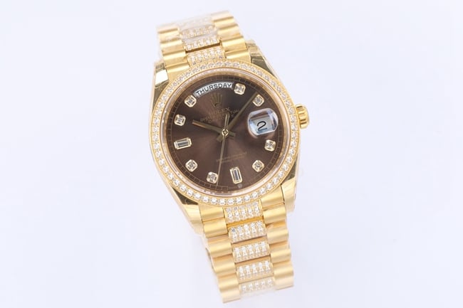 EW Factorytop-tier watch Rolex men's gold plate day displayDatejustautomatic movementsteel bracelet watch front view