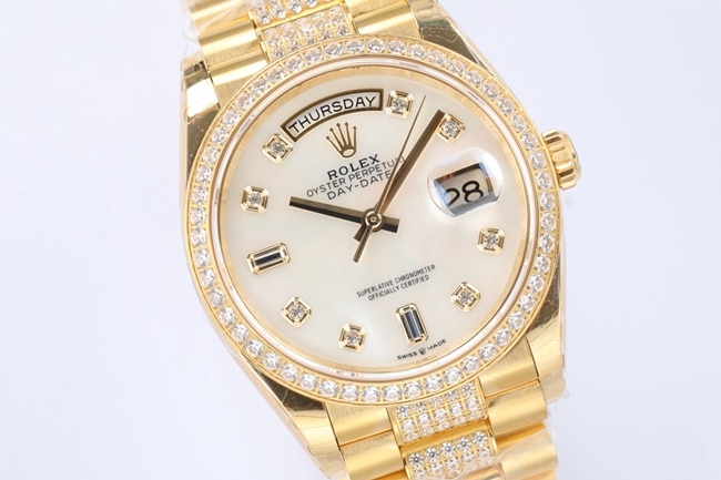 EW Factorytop-tier watch Rolex men's white dial gold band day displayDatejust2021 new automatic movement watch front view
