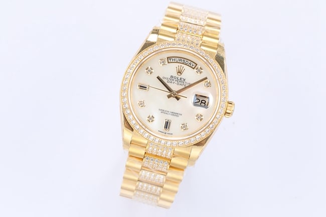 EW Factorytop-tier watch Rolex men's white dial gold band day displayDatejust2021 new automatic movement watch front view