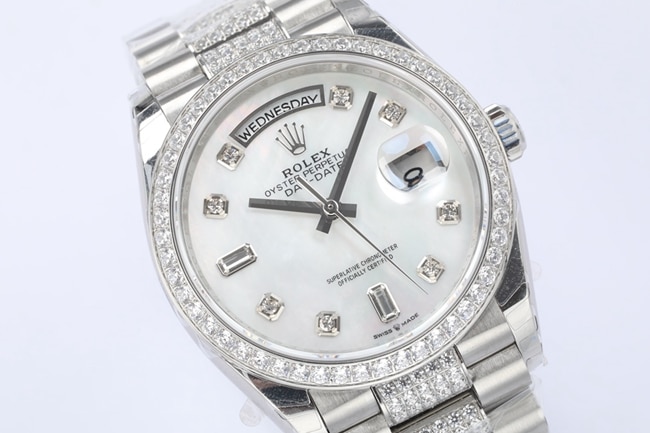 EWtop-tier watch Rolex men's white dialsteel bracelet 2021 new day displayDatejust mechanical watch front view