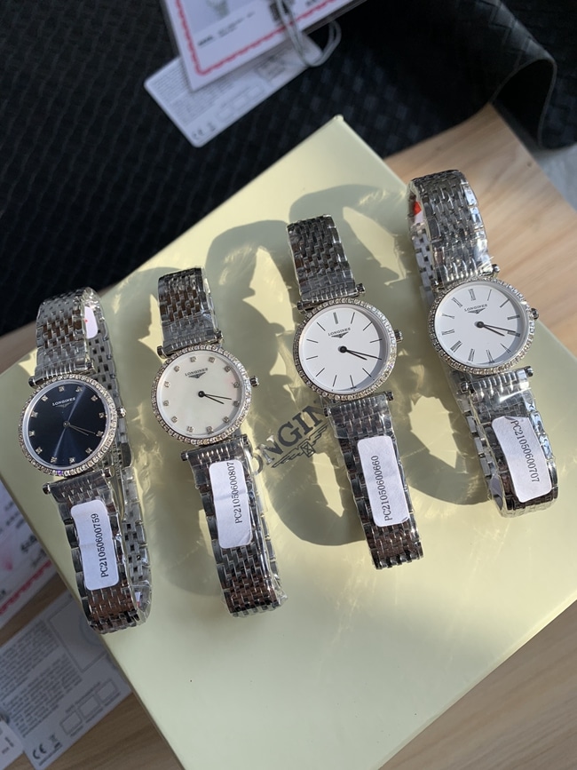 top-tier watch Longines women's white dialsteel bracelet Jialan series casual fashion women's quartz watch front view