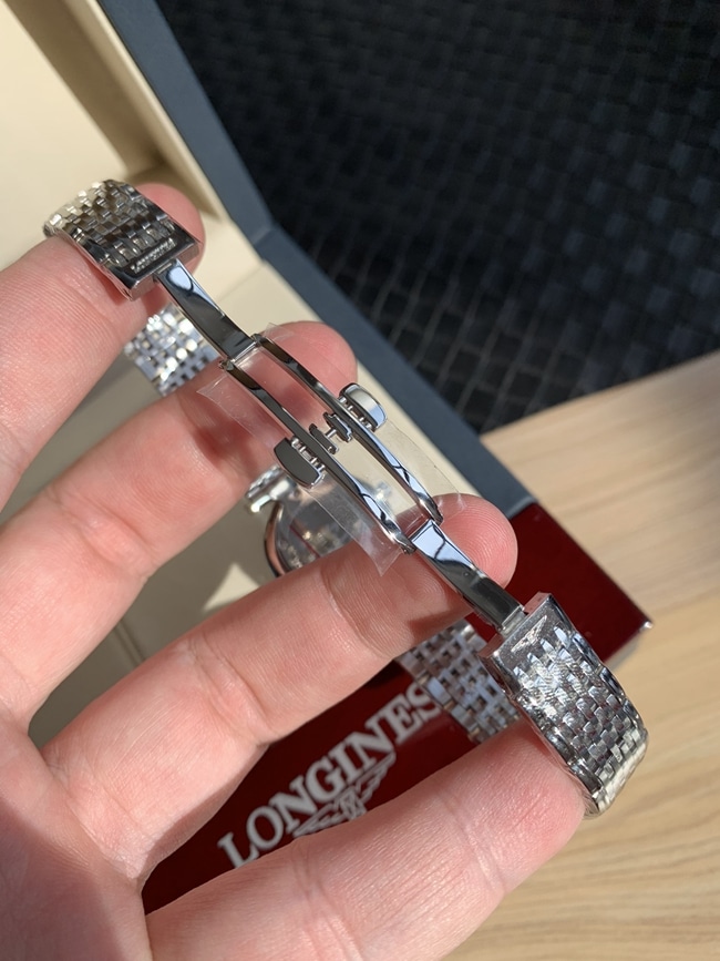 top-tier watch Longines women's white dialsteel bracelet casual fashion quartz Jialan series watch clasp picture