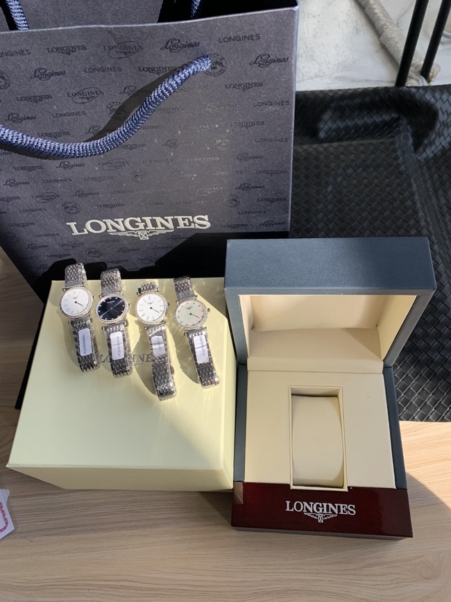 top-tier watch Longines women's blue dialsteel bracelet Jialan series quartz watch front view