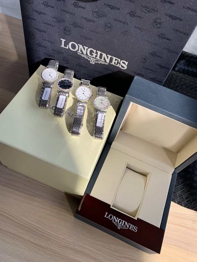 top-tier watch Longines women's white dialsteel bracelet casual fashion ladies Jialan series quartz watch front view