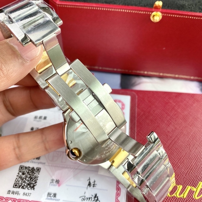 Original watch Cartier men's white dial gold band 42mm automatic movement blue balloon series watch clasp picture