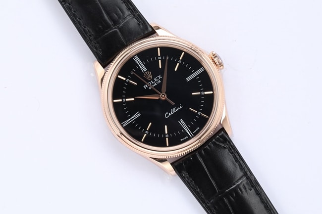 top-tierhigh-quality watch Rolex automatic movementleather strap Cellini series men's watch front view