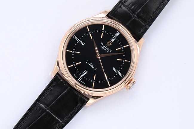 top-tierhigh-quality watch Rolex automatic movementleather strap Cellini series men's watch front view