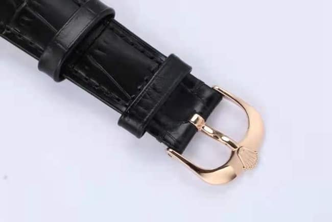 top-tiersuper watch Rolex men's white dial black belt automatic movementleather strap Cellini series watch clasp picture