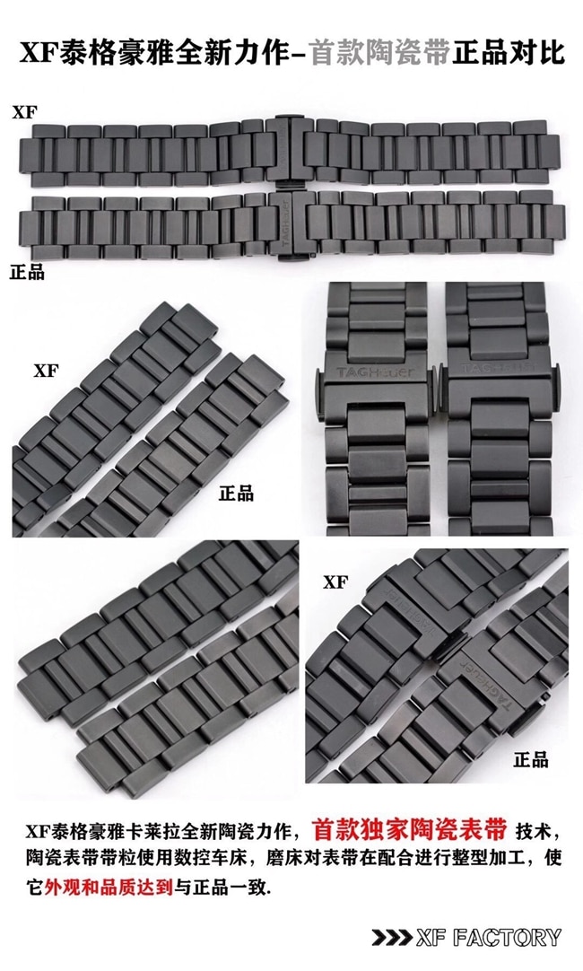 XF TAG Heuer Hollow Ceramic Black Knight Men's Watch Authentic and Fake Comparison Evaluation Bracelet Picture