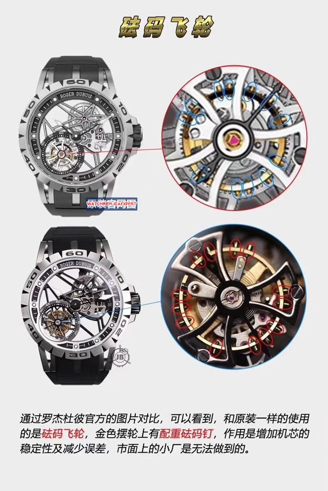 JB Roger Dubuis King Series tourbillon watch comparison original review movement chart