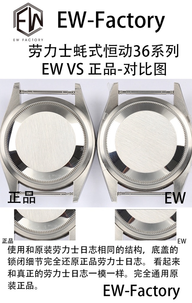 EWRolex Oyster Perpetual 36 series watch genuine and fake comparison review bottom cover comparison chart