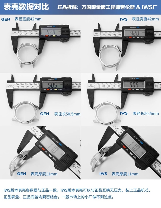 IWC IWC Lawrence IWS watch genuine and fake comparison evaluation case data comparison chart