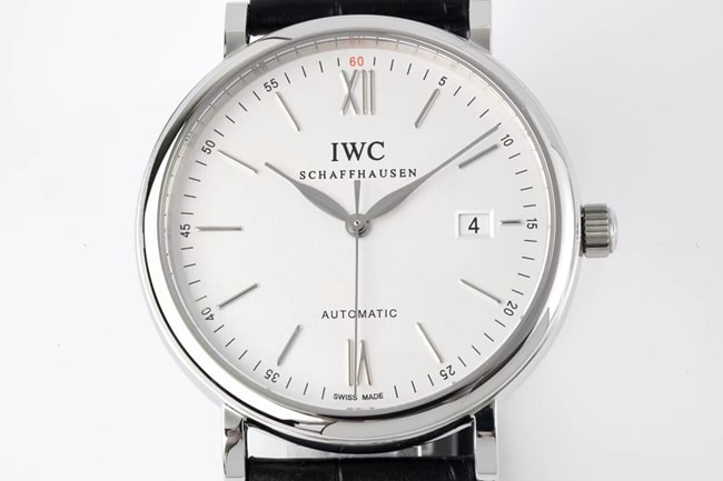 ZF Factorytop-tier watch IWC white dial black belt Portofino series leather strap automatic movement watch front view