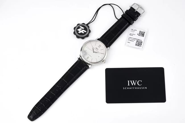 ZF Factorytop-tier watch IWC white dial black belt Portofino series leather strap automatic movement watch front view