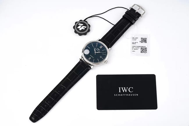 ZF Factorytop-tier watch IWC blue dial black belt automatic movementleather strap strongest Portofino series watch front view