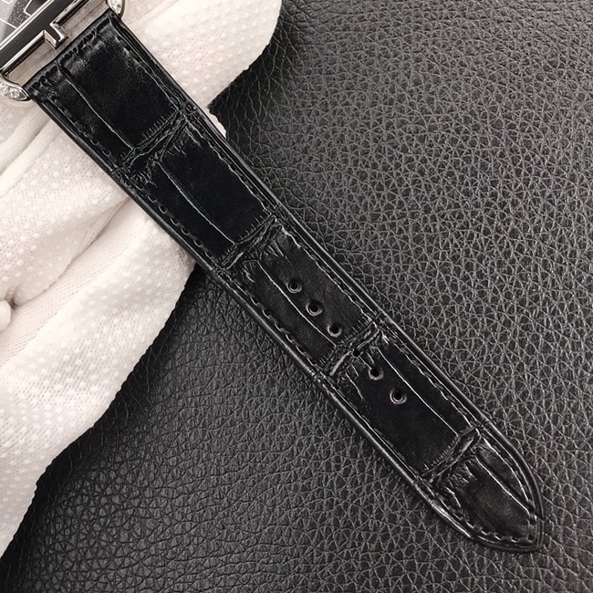 YF factory top-tier watch Hermès women's black dial black belt quartzleather strap watch bracelet picture