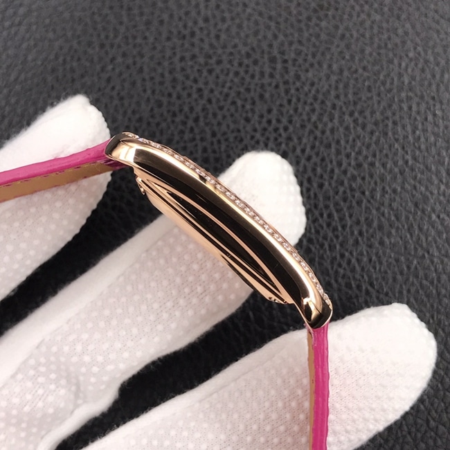 YF factory top-tier watch Hermès women's white dial pink belt quartzleather strap watch side view
