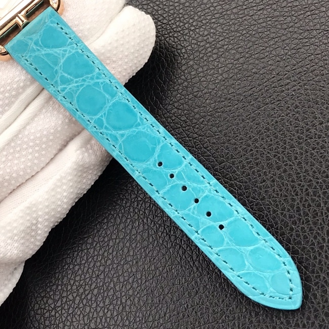 YF factory top-tier watch Hermes Vwhite dial blue belt women's leather strapquartz watch bracelet picture