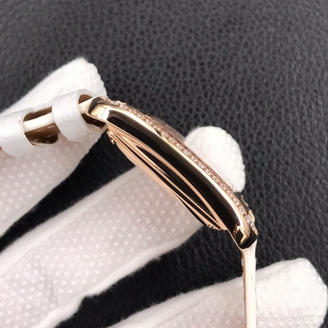 YF factory top-tier watch Hermès women's white dial white belt leather strapquartz watch side view