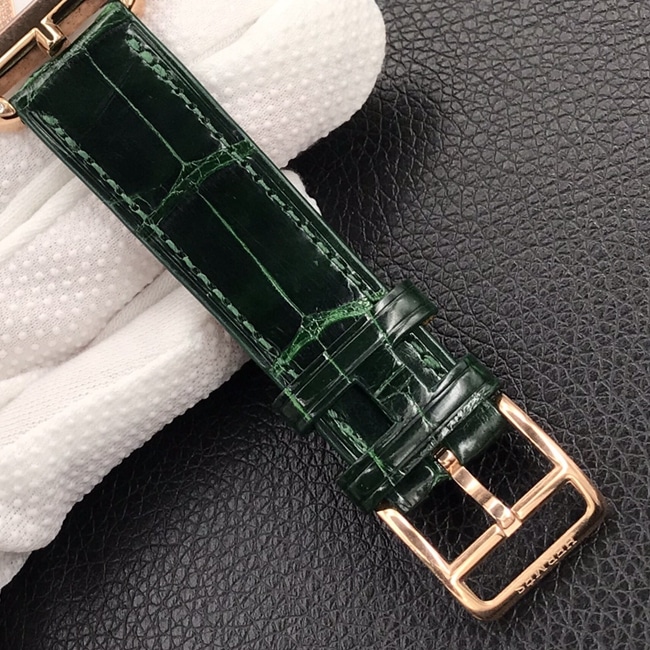 YF factory top-tier watch Hermès white dial green strap crocodile leather strapquartz watch clasp picture