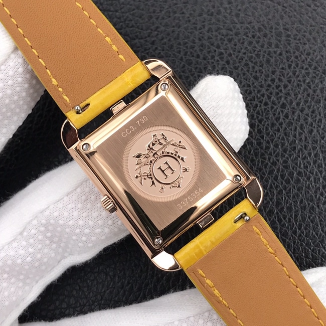 YF factory top-tier watch Hermes black dial black belt quartz crocodile leather strap watch clasp picture movement picture