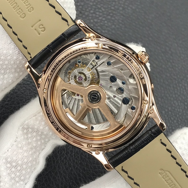 top-tier watch Jaeger-LeCoultre men's white dial black belt automatic movement tourbillon master series watch movement picture