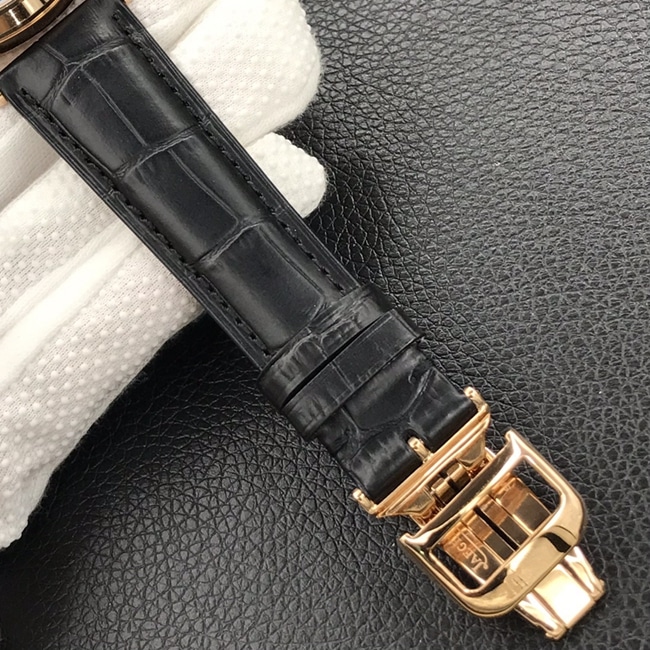 top-tier watch Jaeger-LeCoultre men's blue dial black belt tourbillon master series automatic movement watch clasp picture