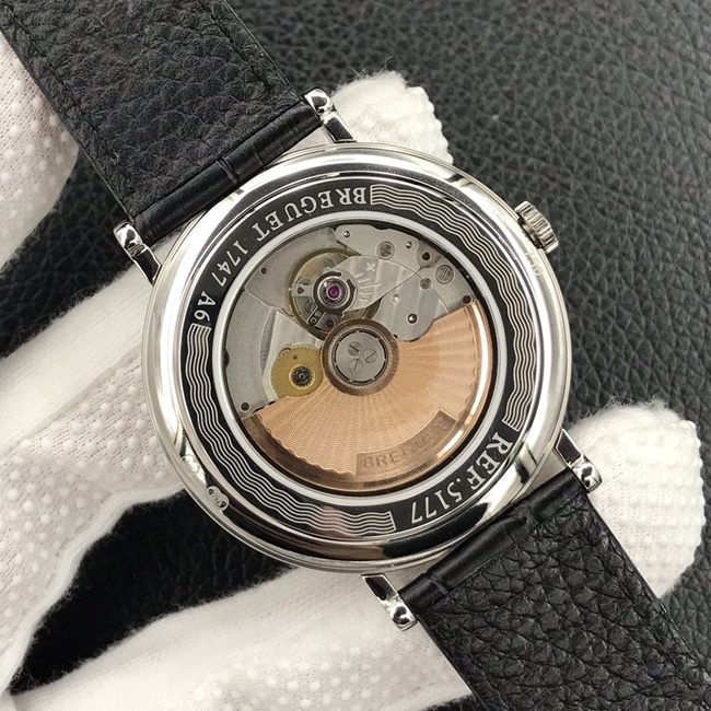 Top collectible watches Breguet men's classic series white dial black strap mechanical leather strap watch movement diagram