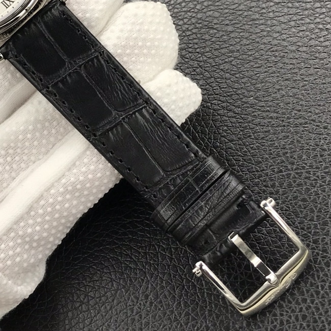 Top watch Breguet men's classic series white dial black strap mechanical leather strap watch buckle picture
