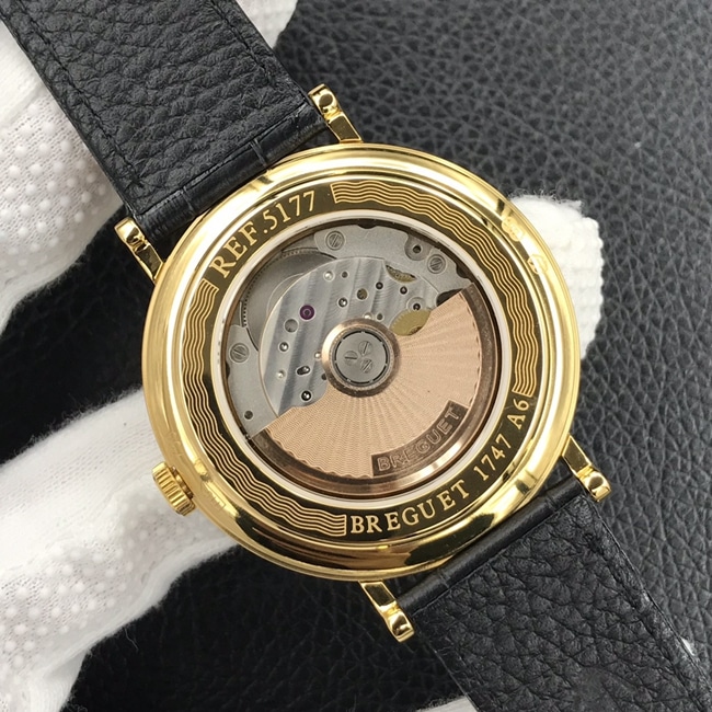 Top-tier watch Breguet men's white dial black belt classic series automatic movementleather strap watch movement picture