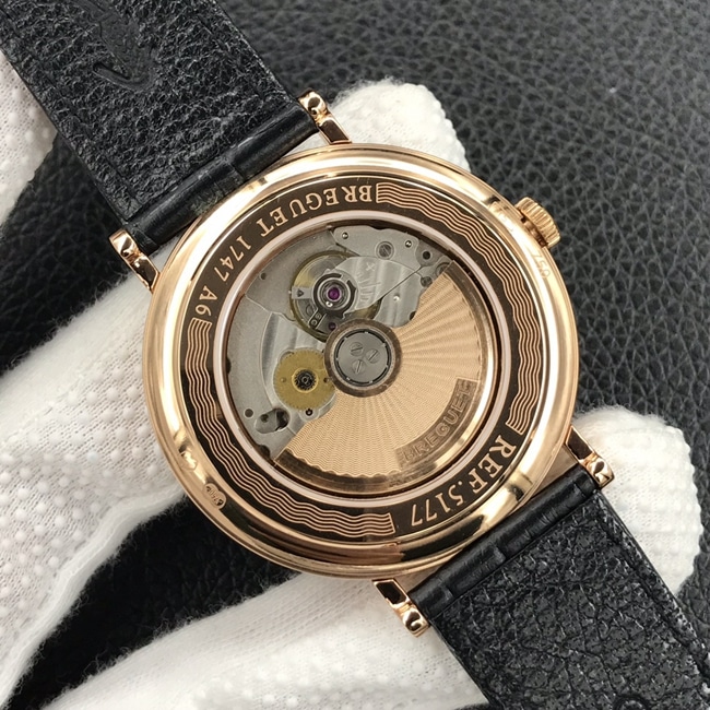top-tier watch classic series white dial black belt mechanical leather strap men's watch movement picture