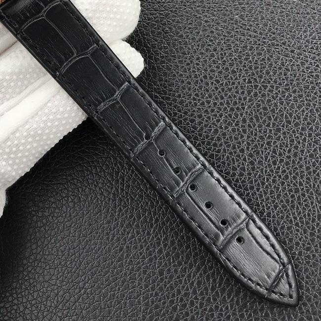 top-tier watch classic series white dial black belt mechanical leather strap men's watch leather strap picture